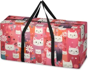 Extra Large Moving Bags Lovely Cats Storage Bags with Handles and Zippers Large Packing Bags for Space Saving Storage Totes Moving Supplies