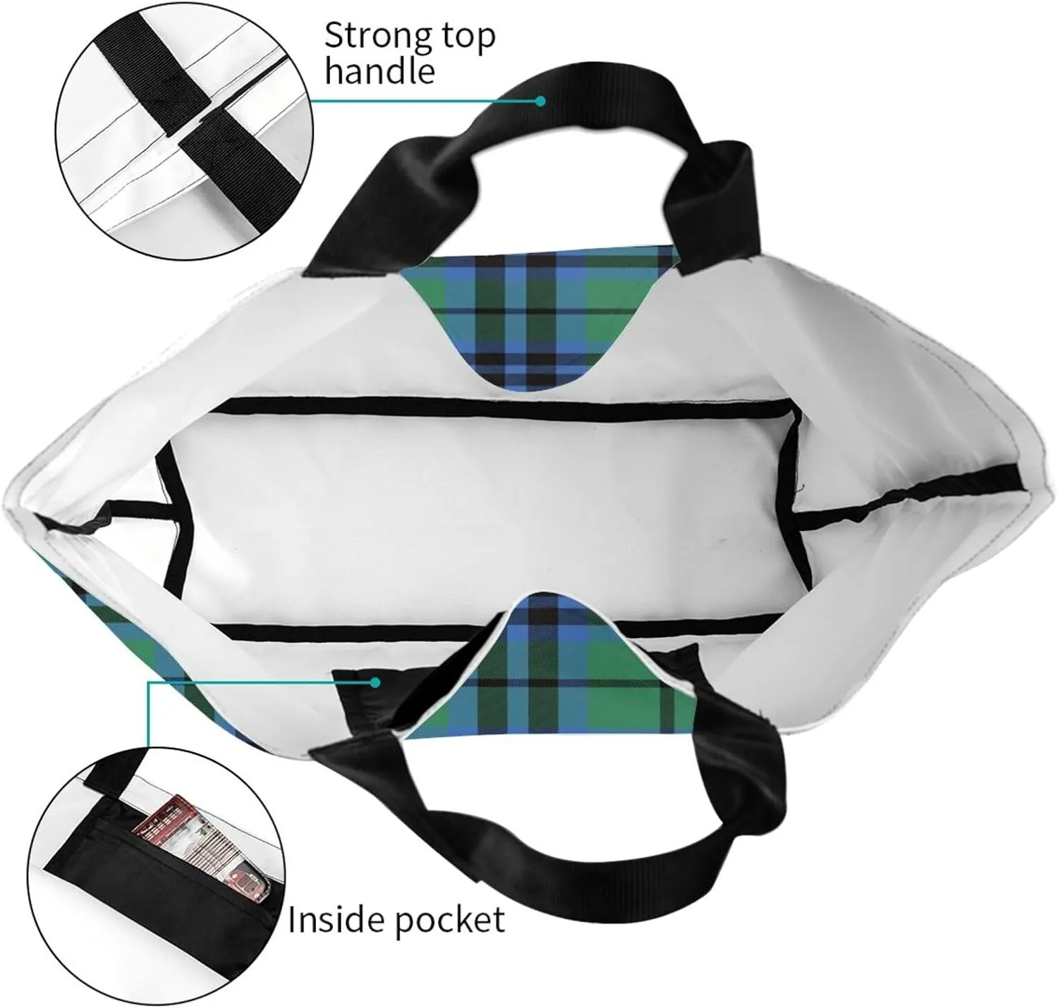 Farquharson Weathered Tartan Tote Bag For Women Weekender Travel Bag Reusable Grocery Bags Large Totes Handbags
