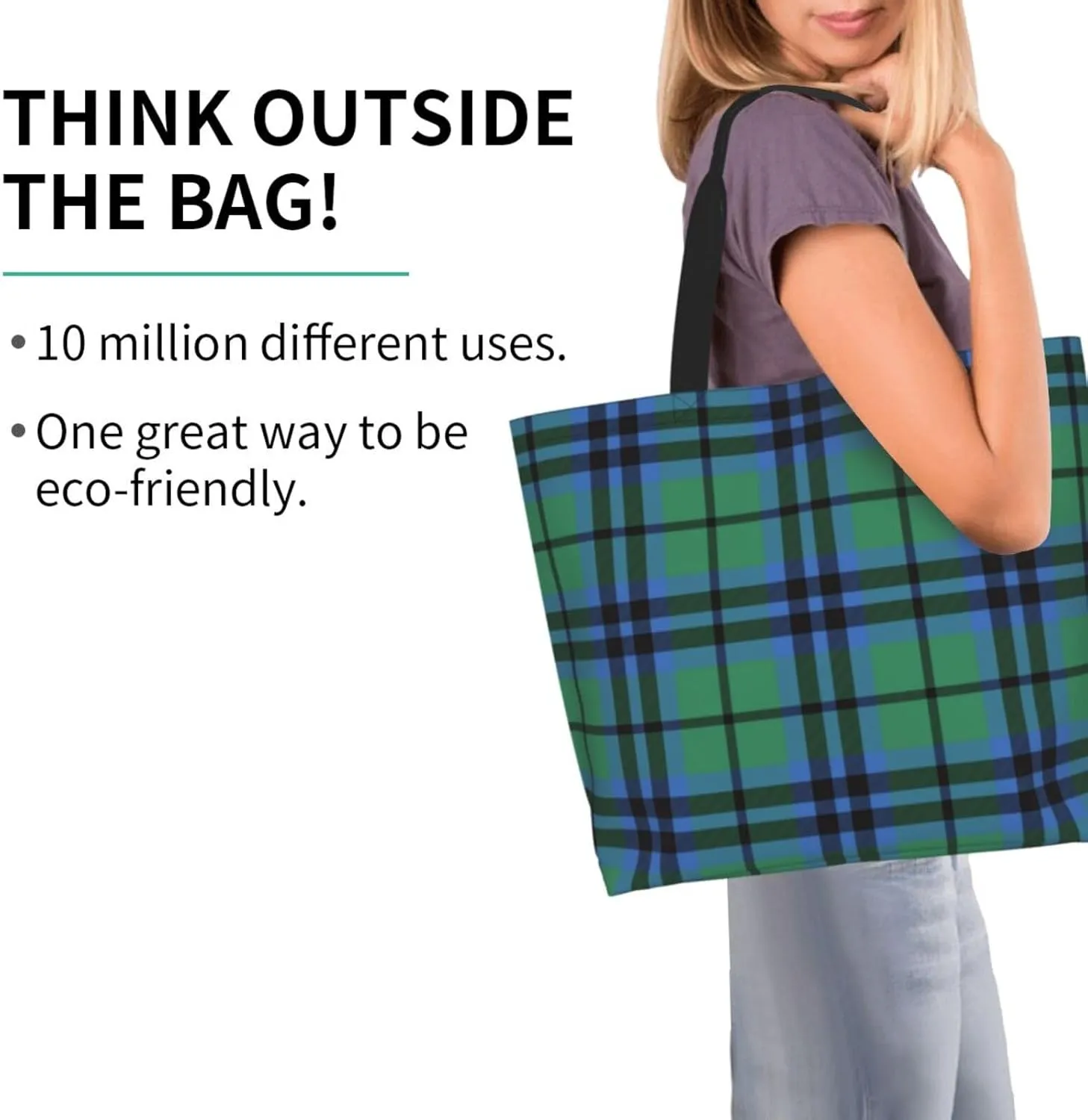 Farquharson Weathered Tartan Tote Bag For Women Weekender Travel Bag Reusable Grocery Bags Large Totes Handbags