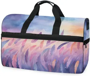 Feather Colorful Travel Duffel Bag Luggage Sports Gym Bags With Shoes Compartment Large Capacity Lightweight Duffle Bag For Men Women