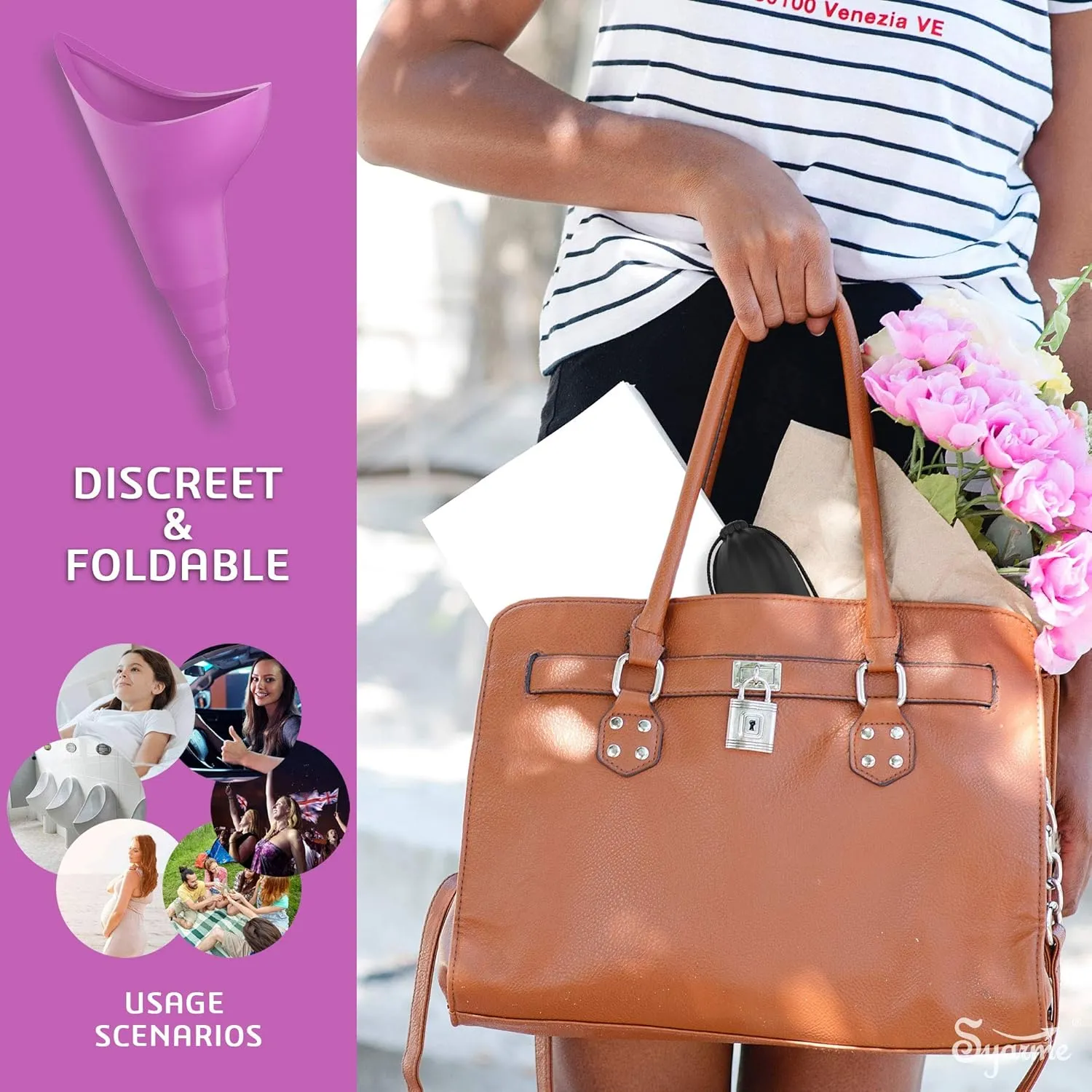 Female Urination Device,Portable Reusable Urinal Funnel with Extension Tube,Small Folding Storage,Suitable for Travel, Festivals, Camping,Traffic Jams,Etc,Includes Waterproof Bag,Waterproof Cup