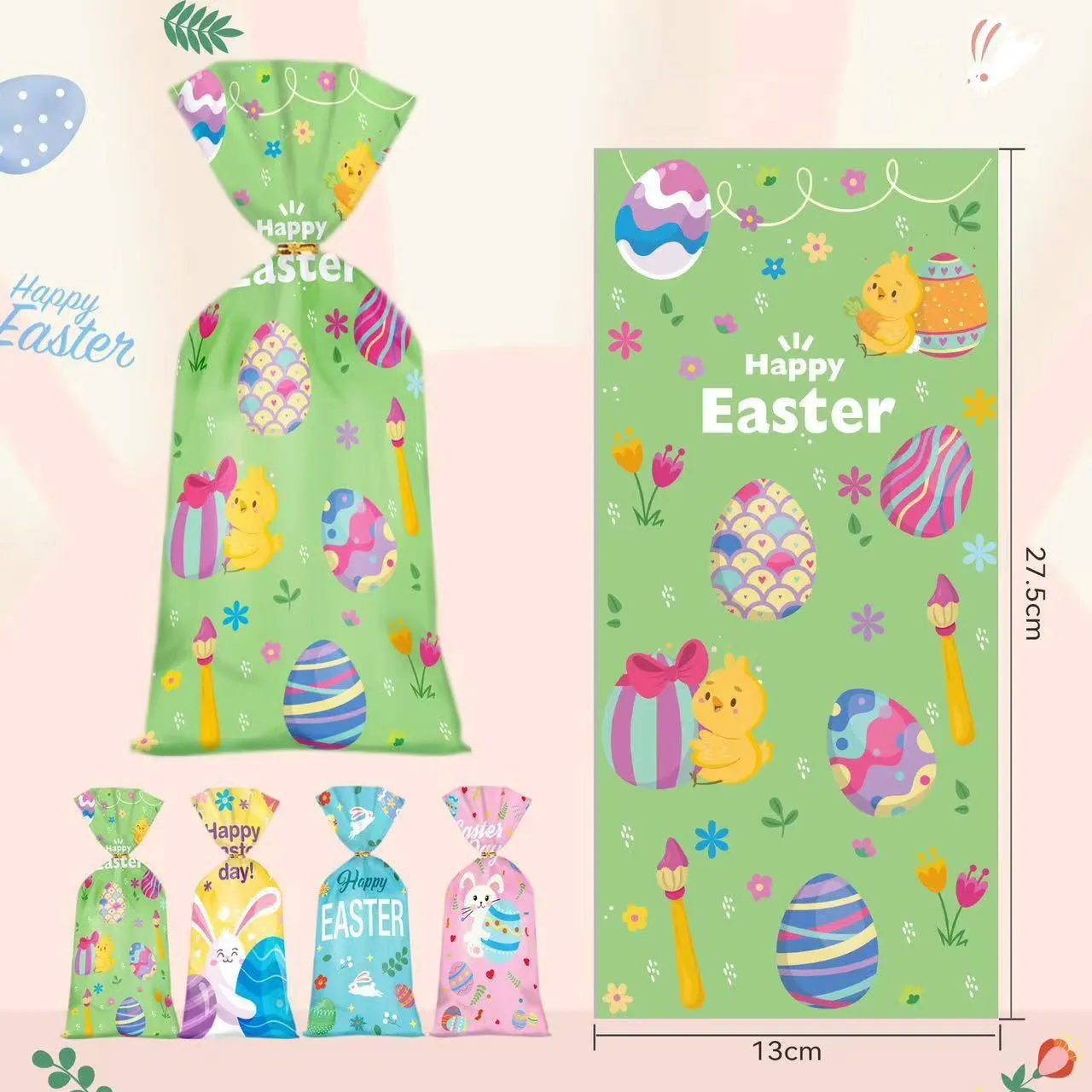 Festive Easter Cookie Bags OPP 150PCS