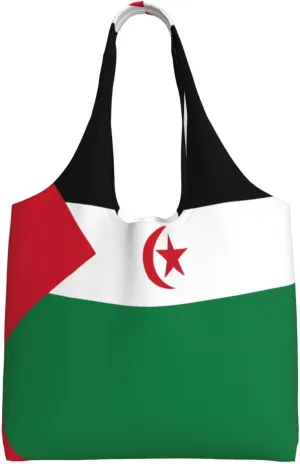 Flag of Western Sahara Totes Storage - Reusable Canvas Tote Bag for Women, Perfect for Groceries, Beach, Travel, and Daily Life