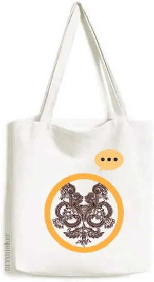 Flower Plants Symmetry Art Grain Outline Expression Gift Sack Canvas Tote Shoulder Bag