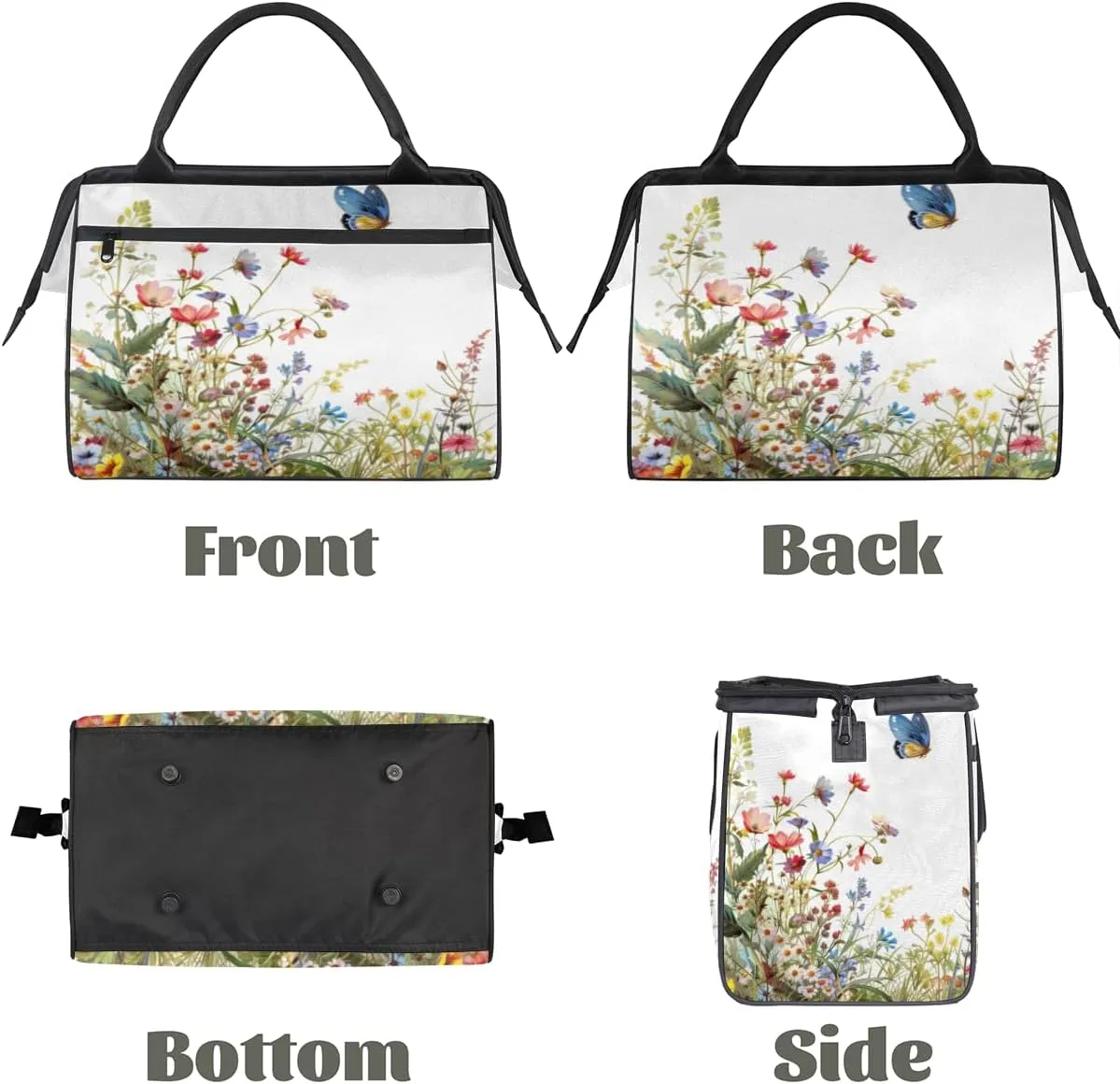 Flowers Floral Small Overnight Weekender Tote Bag for Women Men Foldable Travel Duffel Bags Lightweight Sports Gym Bag Waterproof Carry On Luggage Weekender Bag for Traveling Gifts