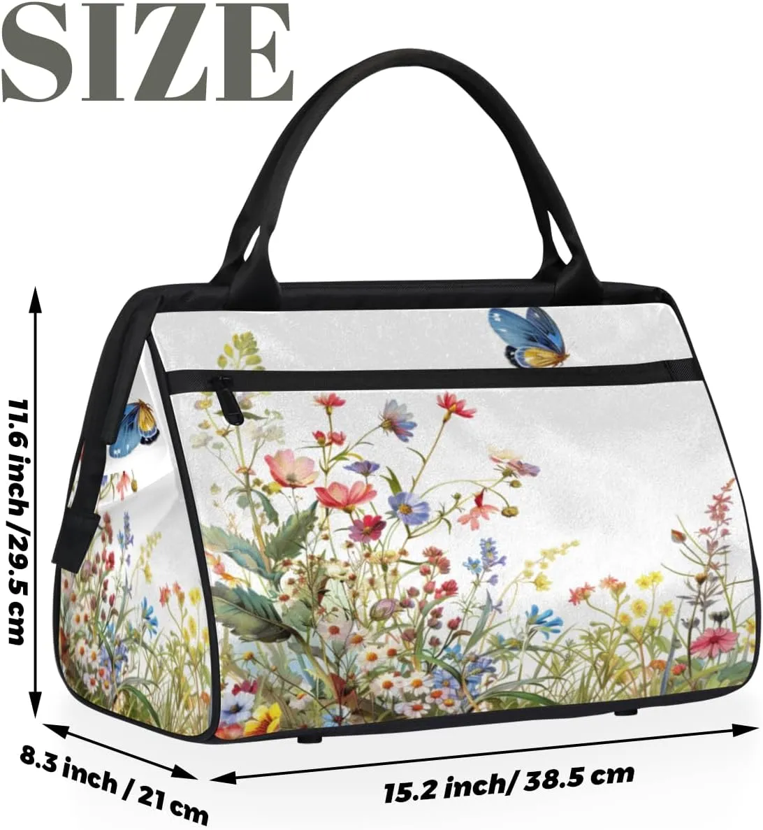 Flowers Floral Small Overnight Weekender Tote Bag for Women Men Foldable Travel Duffel Bags Lightweight Sports Gym Bag Waterproof Carry On Luggage Weekender Bag for Traveling Gifts