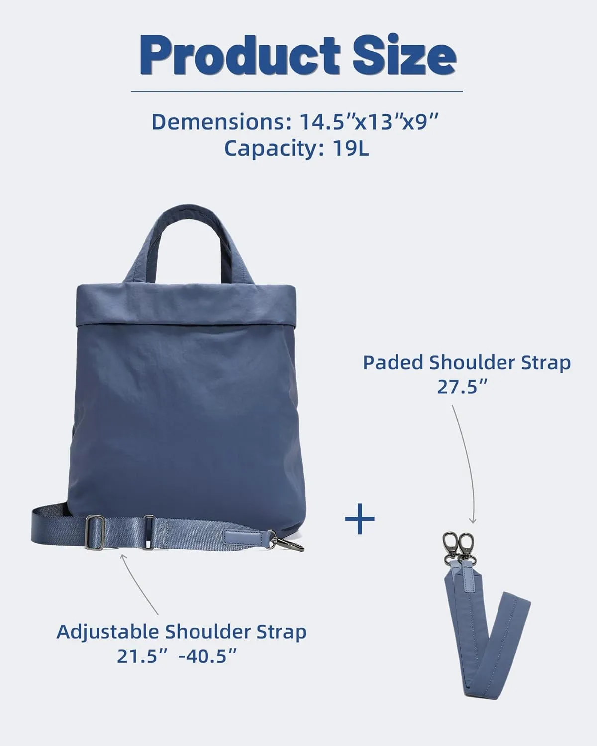 FODOKO Hobo Crossbody Bags 2.0, 19L Large Totes Handbags with Straps for Women, Multi Nylon Shoulder Bags for Travel Gym