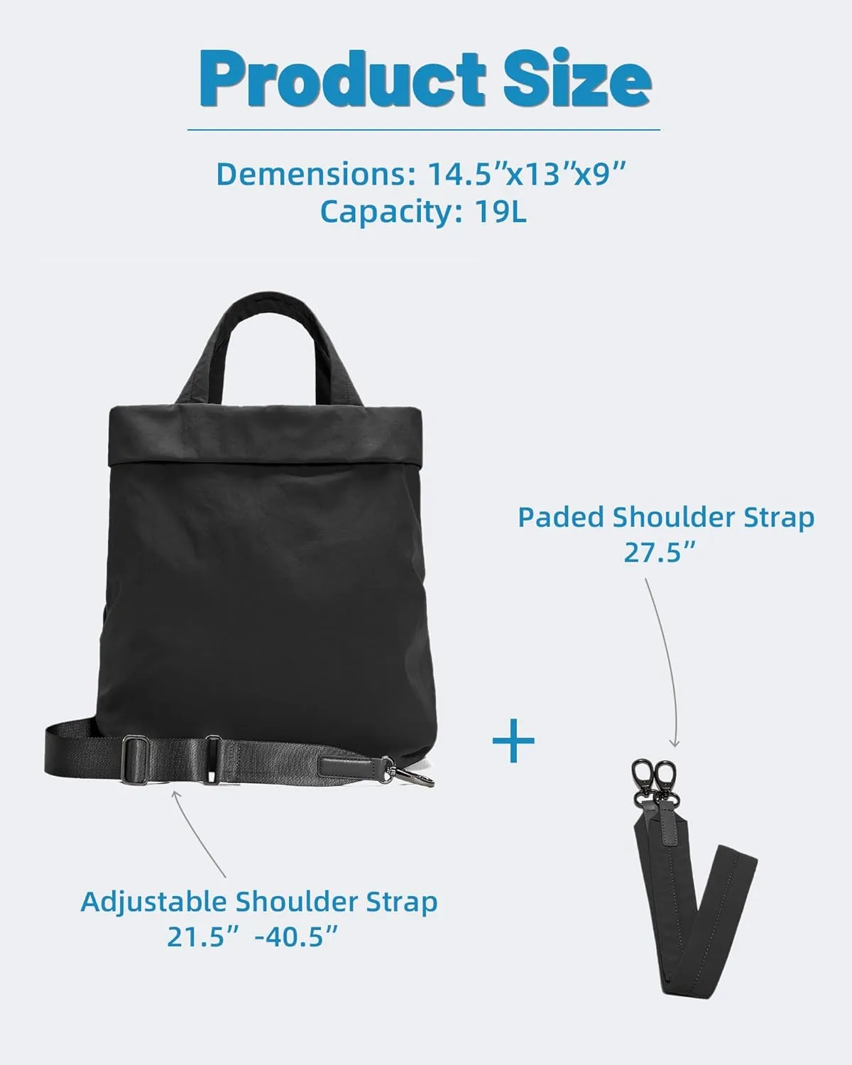 FODOKO Hobo Crossbody Bags 2.0, 19L Large Totes Handbags with Straps for Women, Multi Nylon Shoulder Bags for Travel Gym