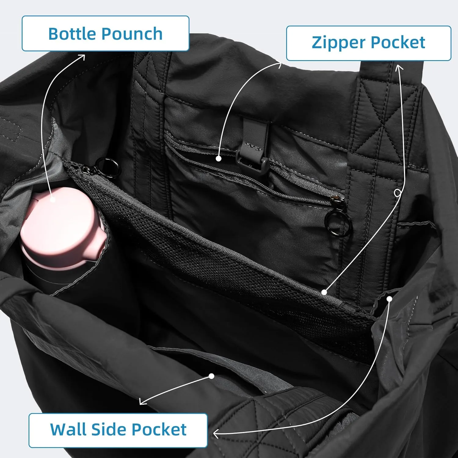 FODOKO Hobo Crossbody Bags 2.0, 19L Large Totes Handbags with Straps for Women, Multi Nylon Shoulder Bags for Travel Gym