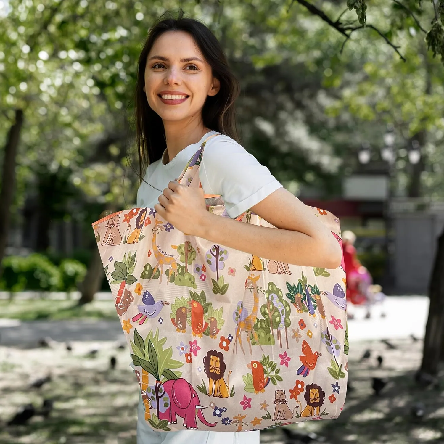 Foldable Reusable Shopping Bags Large Heavy Duty Tote Bags with Handles Machine Washable