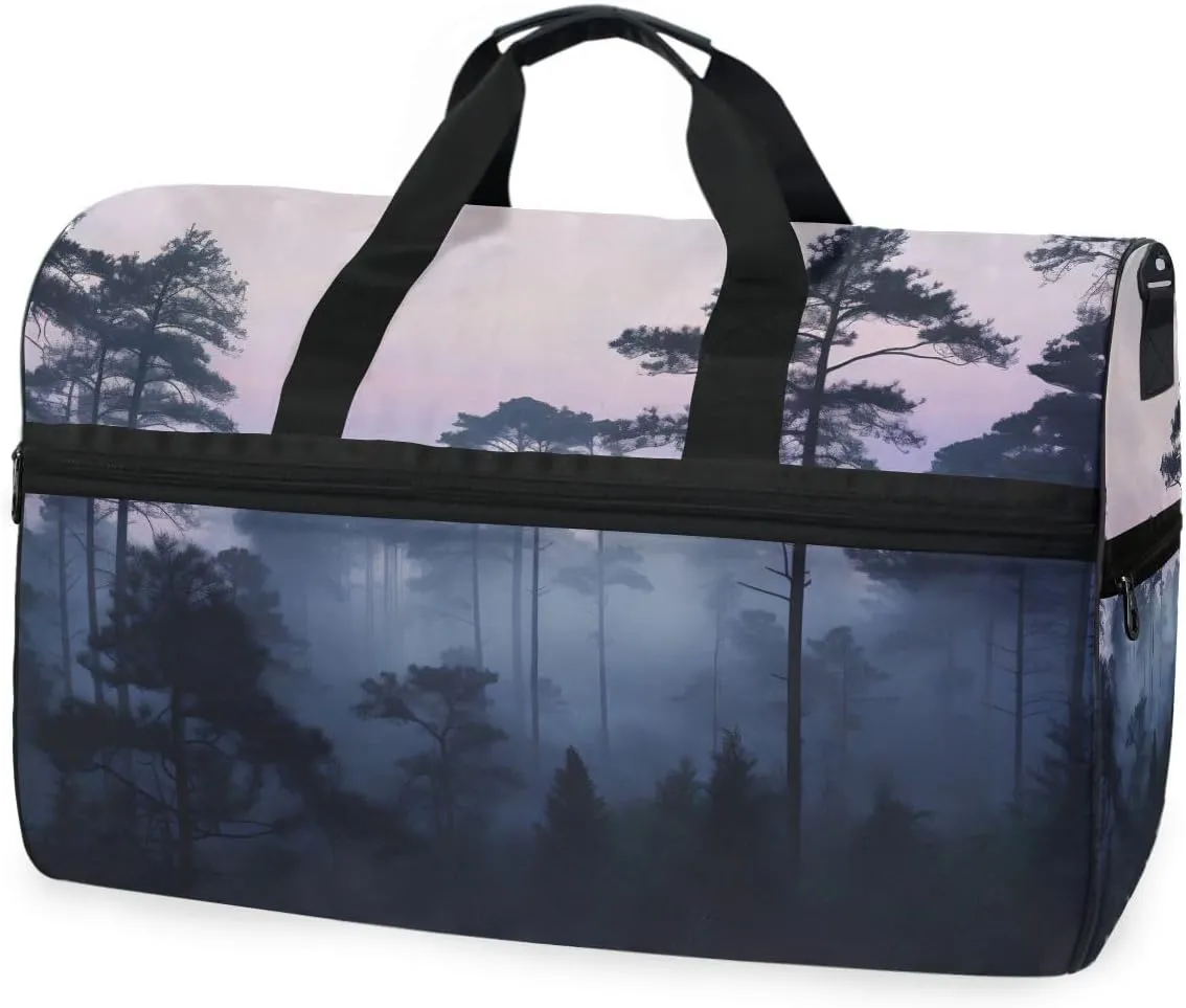 Forest Fog Travel Duffel Bag Luggage Sports Gym Bags With Shoes Compartment Large Capacity Lightweight Duffle Bag For Men Women
