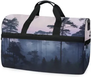 Forest Fog Travel Duffel Bag Luggage Sports Gym Bags With Shoes Compartment Large Capacity Lightweight Duffle Bag For Men Women