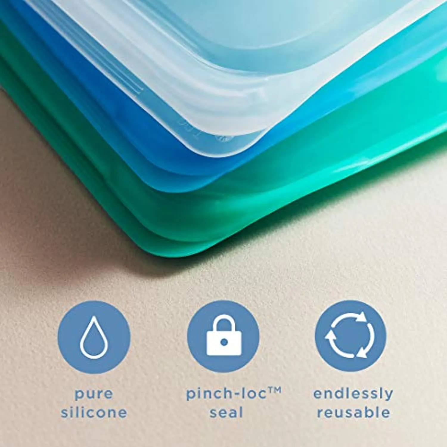 Frebw  Silicone Food Grade Reusable Storage Bag, Aqua (Bundle 4-Pack Small) | Reduce Single-Use Plastic | Cook, Store, Sous Vide, or Freeze | Leakproof, Dishwasher-Safe, Eco-friendly