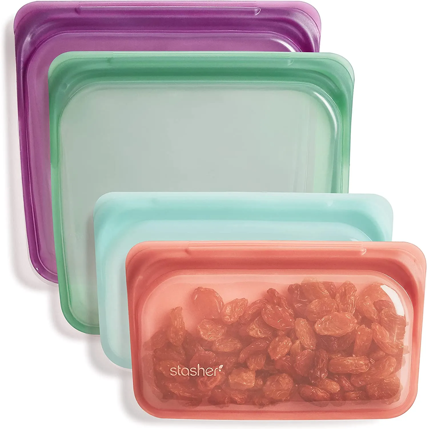 Frebw  Silicone Food Grade Reusable Storage Bag, Aqua (Bundle 4-Pack Small) | Reduce Single-Use Plastic | Cook, Store, Sous Vide, or Freeze | Leakproof, Dishwasher-Safe, Eco-friendly