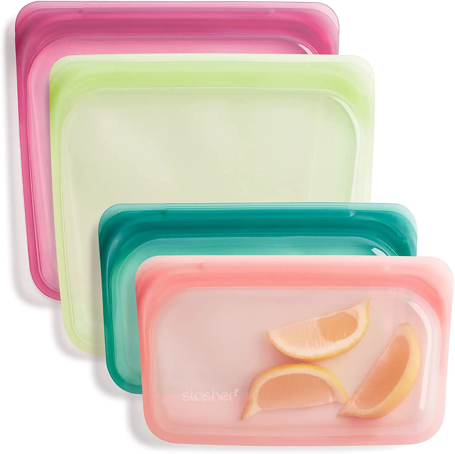 Frebw  Silicone Food Grade Reusable Storage Bag, Aqua (Bundle 4-Pack Small) | Reduce Single-Use Plastic | Cook, Store, Sous Vide, or Freeze | Leakproof, Dishwasher-Safe, Eco-friendly