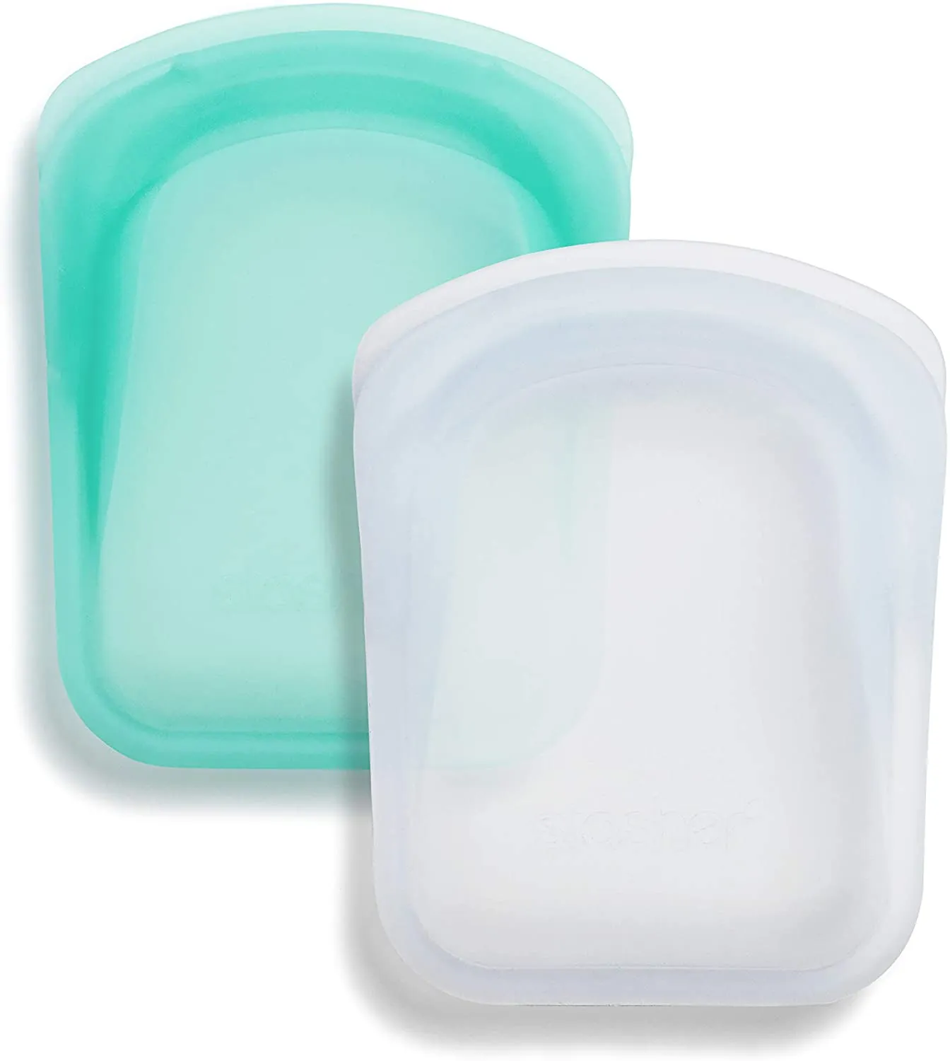 Frebw  Silicone Food Grade Reusable Storage Bag, Aqua (Bundle 4-Pack Small) | Reduce Single-Use Plastic | Cook, Store, Sous Vide, or Freeze | Leakproof, Dishwasher-Safe, Eco-friendly