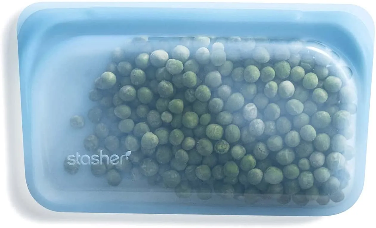 Frebw  Silicone Food Grade Reusable Storage Bag, Aqua (Bundle 4-Pack Small) | Reduce Single-Use Plastic | Cook, Store, Sous Vide, or Freeze | Leakproof, Dishwasher-Safe, Eco-friendly