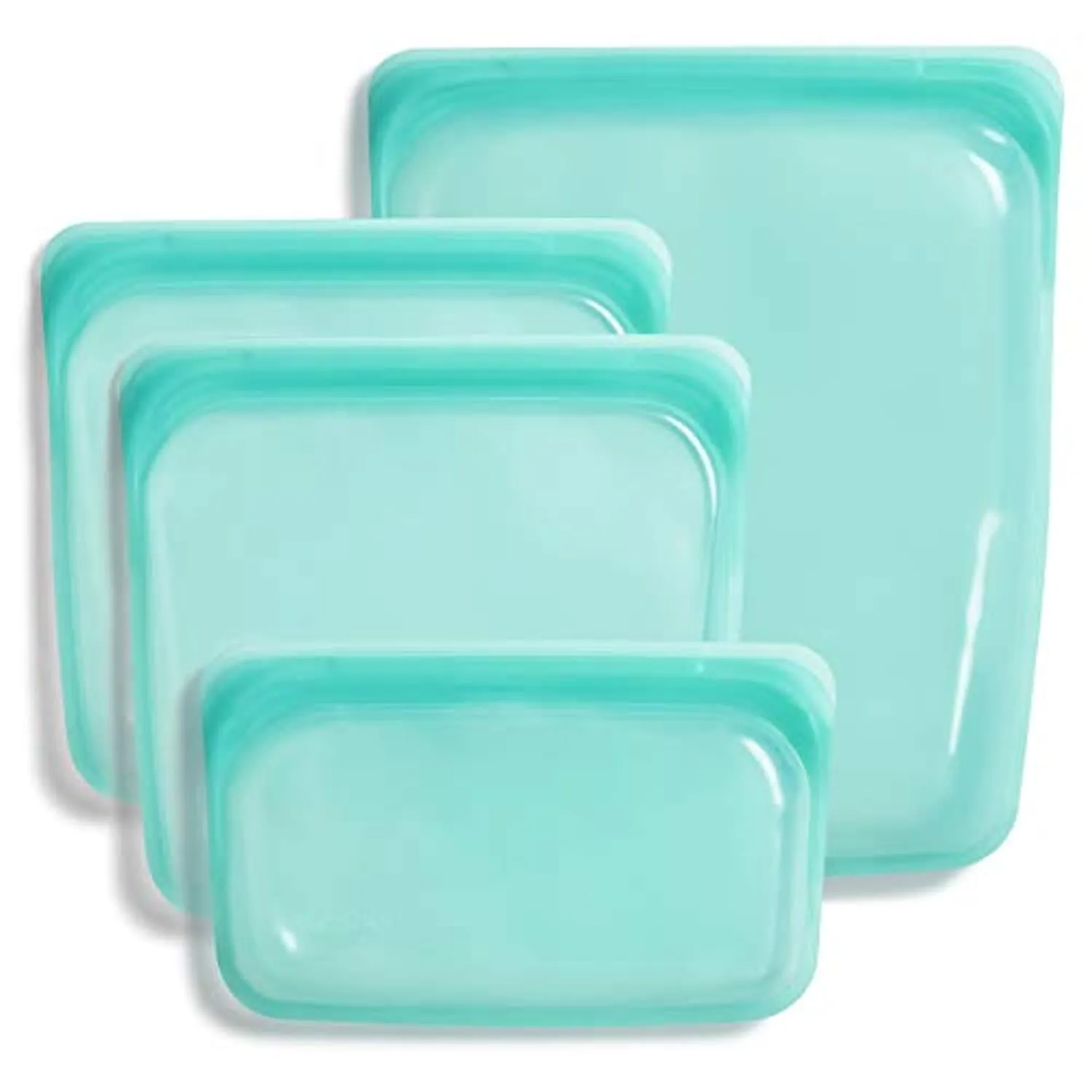Frebw  Silicone Food Grade Reusable Storage Bag, Aqua (Bundle 4-Pack Small) | Reduce Single-Use Plastic | Cook, Store, Sous Vide, or Freeze | Leakproof, Dishwasher-Safe, Eco-friendly