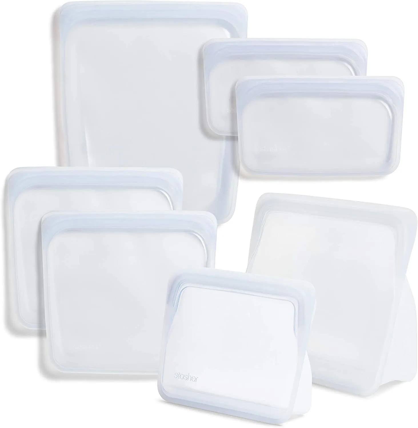 Frebw  Silicone Food Grade Reusable Storage Bag, Aqua (Bundle 4-Pack Small) | Reduce Single-Use Plastic | Cook, Store, Sous Vide, or Freeze | Leakproof, Dishwasher-Safe, Eco-friendly