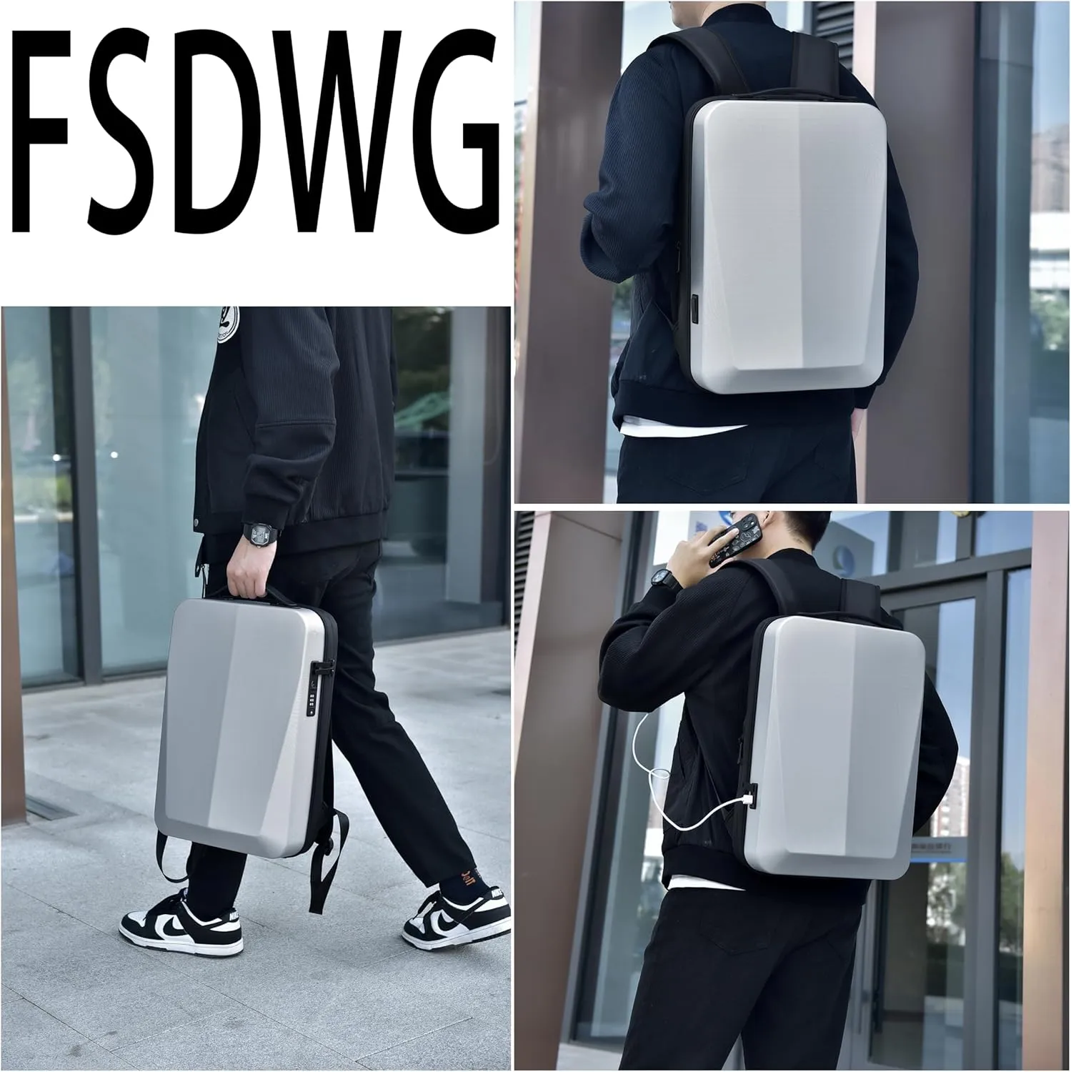 FSDWG Business Smart Backpack Waterproof fit 15.6 Inch Laptop Backpack with USB Charging Port Travel Durable Backpack Black