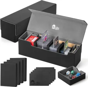 FunGuys Card Deck Box for Trading Card Storage, Toploader Storage Box, MTG Deck Box Commander holds 500  Cards with Dice Tray and Dividers, TCG, Magic the Gathering