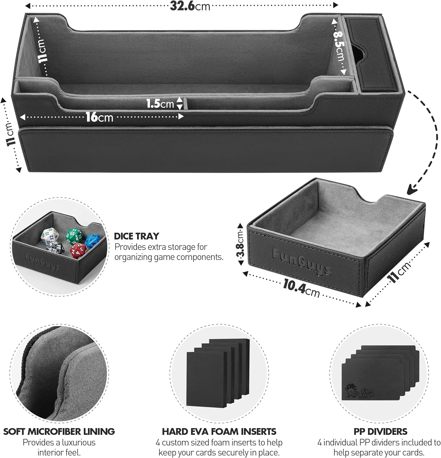 FunGuys Card Deck Box for Trading Card Storage, Toploader Storage Box, MTG Deck Box Commander holds 500  Cards with Dice Tray and Dividers, TCG, Magic the Gathering
