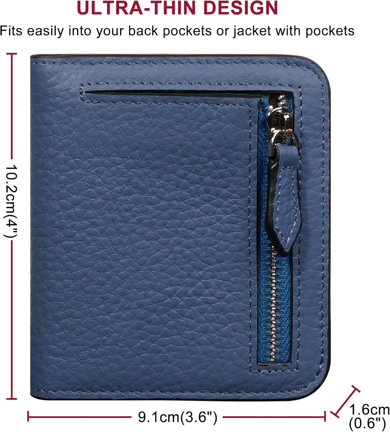 GADIEMKENSD Womens Bifold Purse Credit Card Holders RFID Blocking Mens Leather Wallet for Travel Bus Card Coin Pocket Cute Small Ladies Purses with Zip ID Window Card Cash Slots Dark Blue
