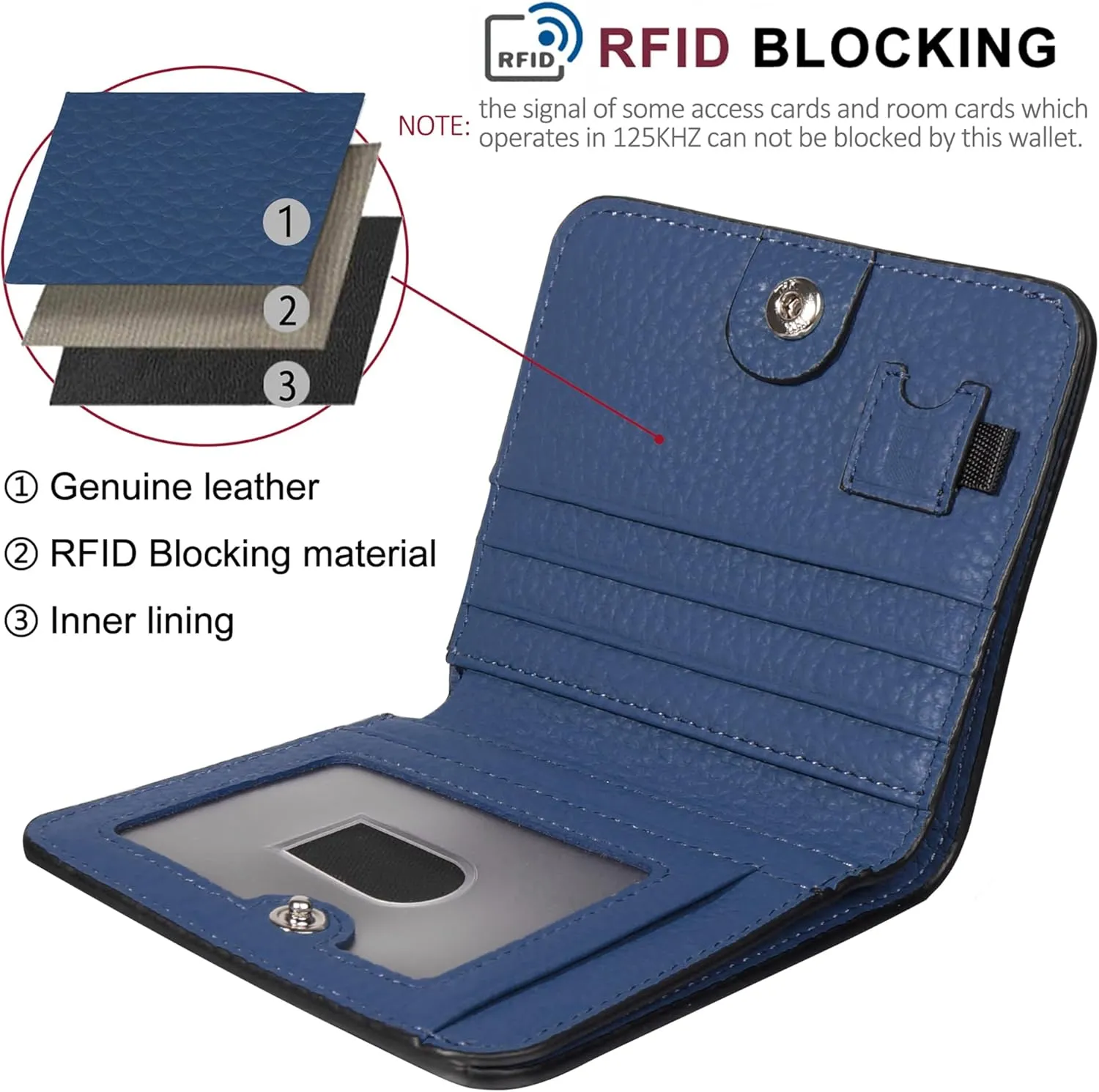 GADIEMKENSD Womens Bifold Purse Credit Card Holders RFID Blocking Mens Leather Wallet for Travel Bus Card Coin Pocket Cute Small Ladies Purses with Zip ID Window Card Cash Slots Dark Blue