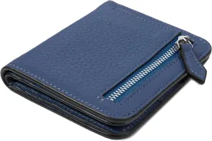 GADIEMKENSD Womens Bifold Purse Credit Card Holders RFID Blocking Mens Leather Wallet for Travel Bus Card Coin Pocket Cute Small Ladies Purses with Zip ID Window Card Cash Slots Dark Blue