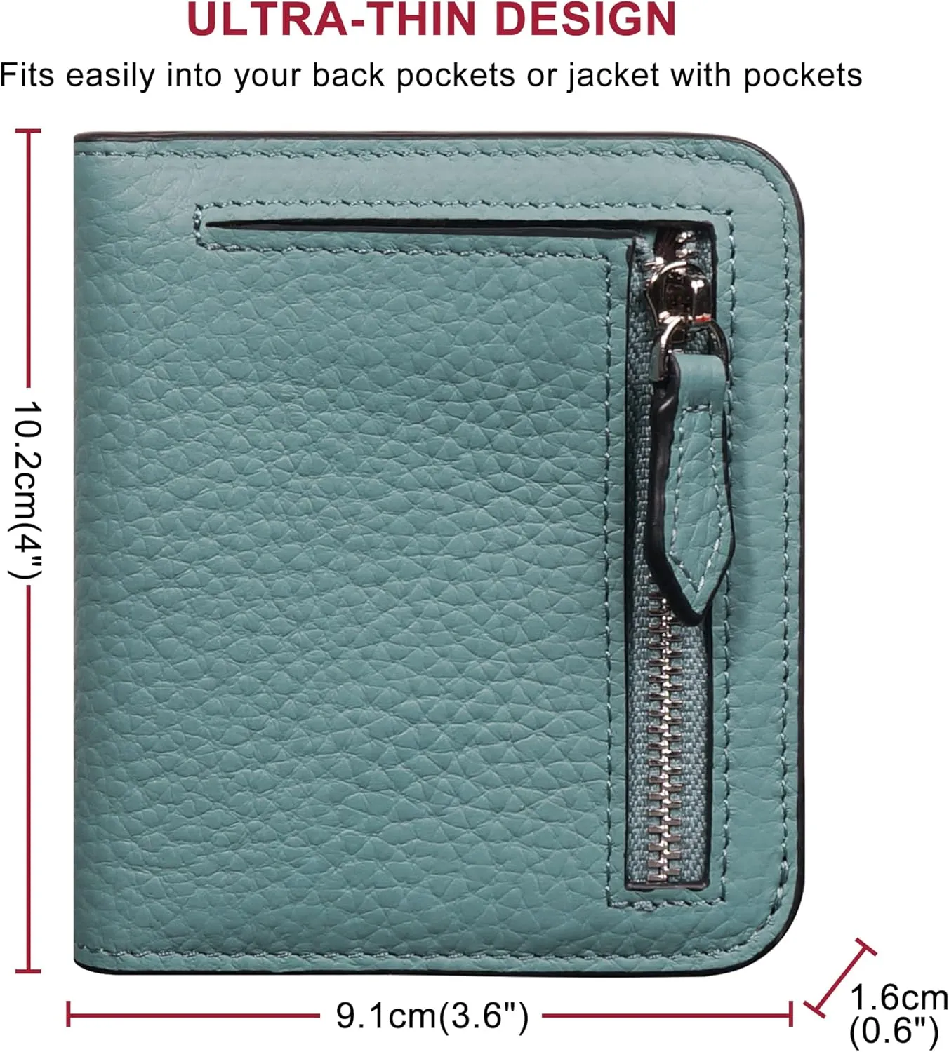 GADIEMKENSD Womens Bifold Purse Credit Card Holders RFID Blocking Mens Leather Wallet for Travel Bus Card Coin Pocket Cute Small Ladies Purses with Zip ID Window Card Cash Slots Emerald Green