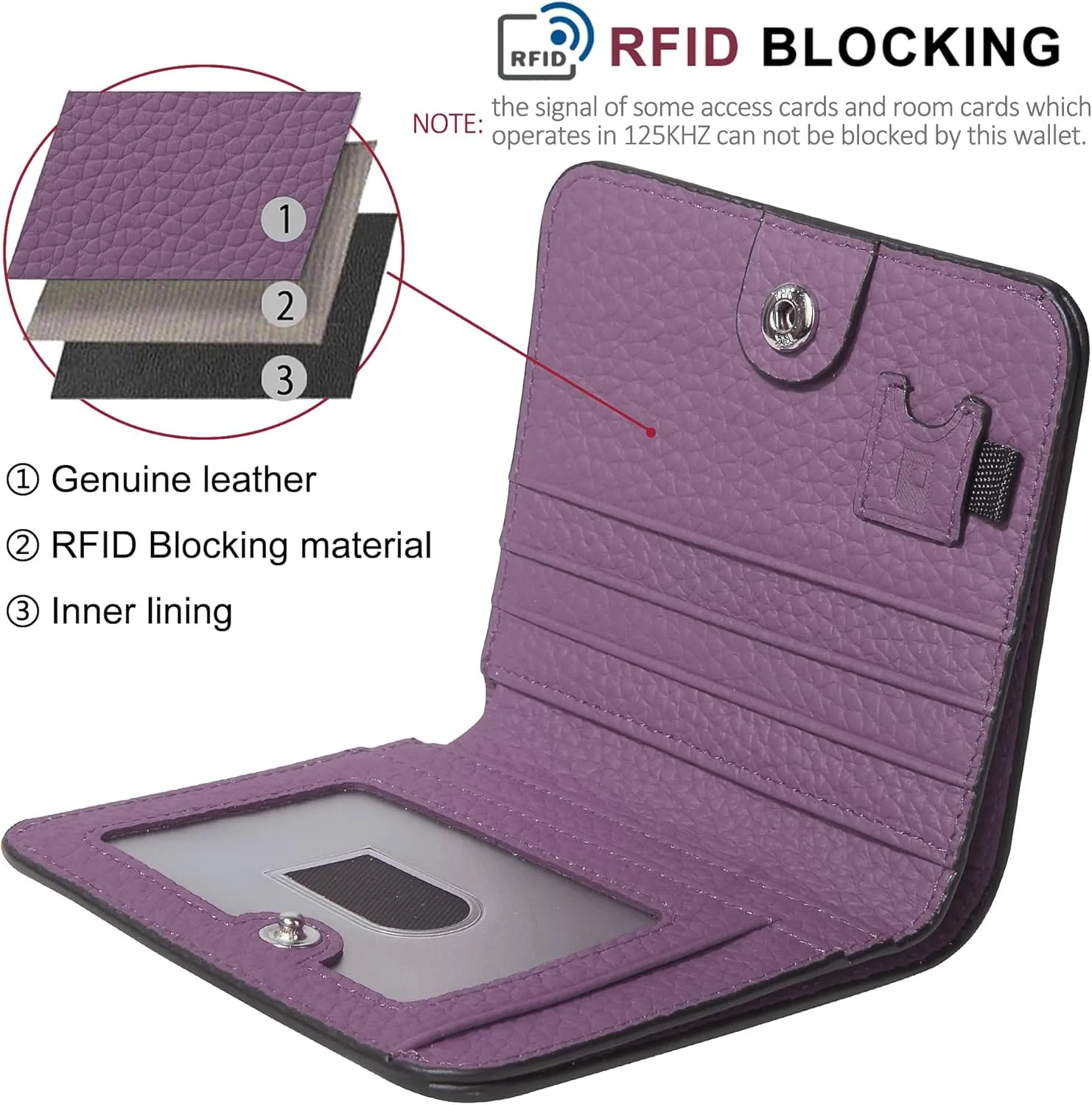 GADIEMKENSD Womens Bifold Purse Credit Card Holders RFID Blocking Mens Leather Wallet for Travel Bus Card Coin Pocket Cute Small Ladies Purses with Zip ID Window Card Cash Slots Purple