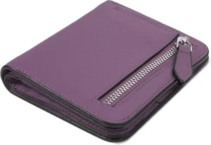 GADIEMKENSD Womens Bifold Purse Credit Card Holders RFID Blocking Mens Leather Wallet for Travel Bus Card Coin Pocket Cute Small Ladies Purses with Zip ID Window Card Cash Slots Purple