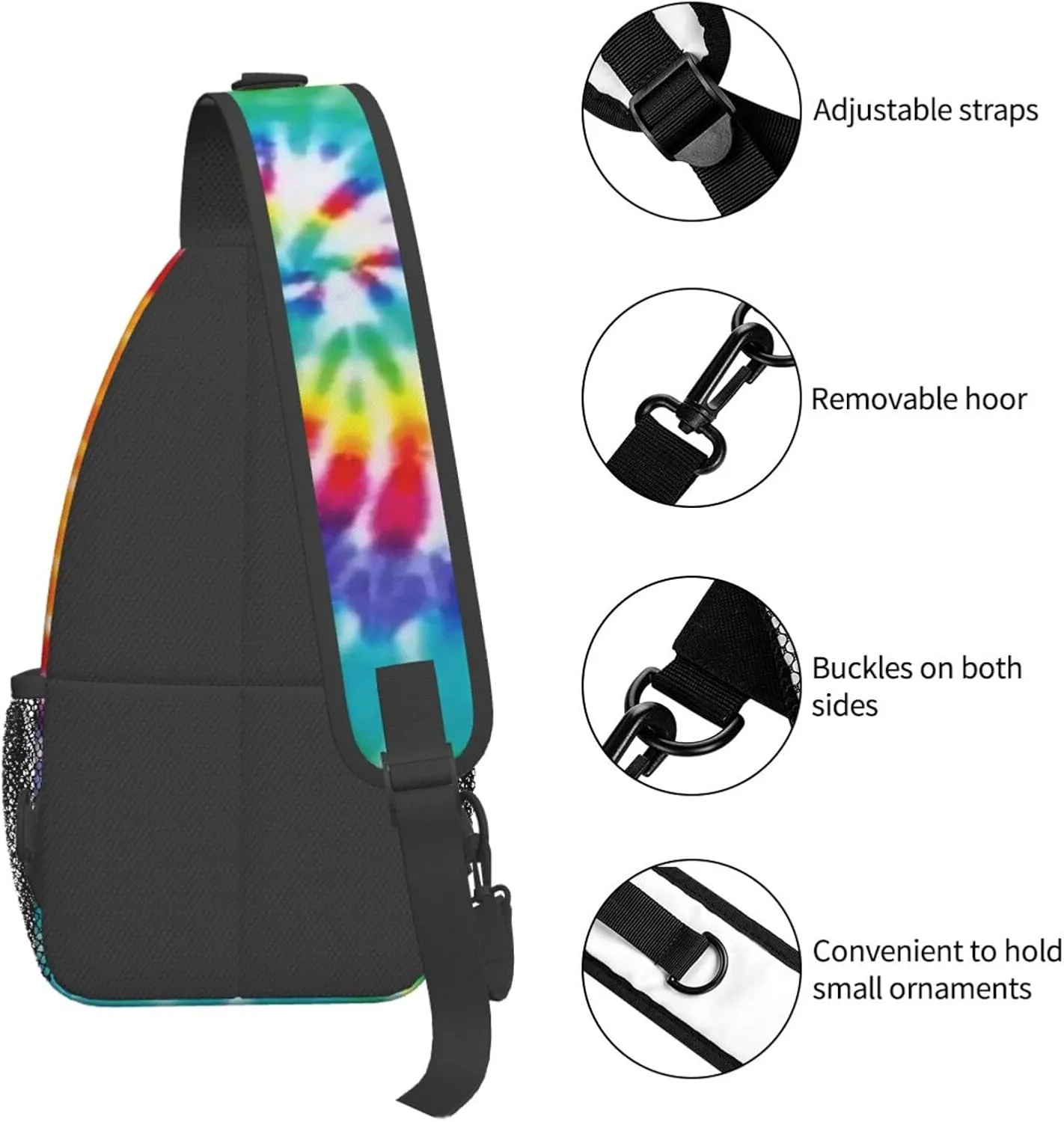 Gay Rainbow Lips Pride Sling Bag Casual Chest Bags Adjustable Crossbody Bag Shoulder Backpack For Travel Hiking