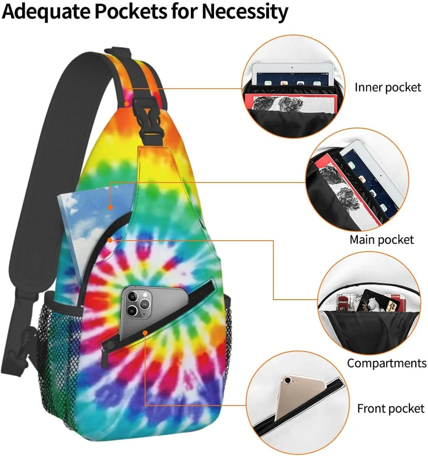 Gay Rainbow Lips Pride Sling Bag Casual Chest Bags Adjustable Crossbody Bag Shoulder Backpack For Travel Hiking