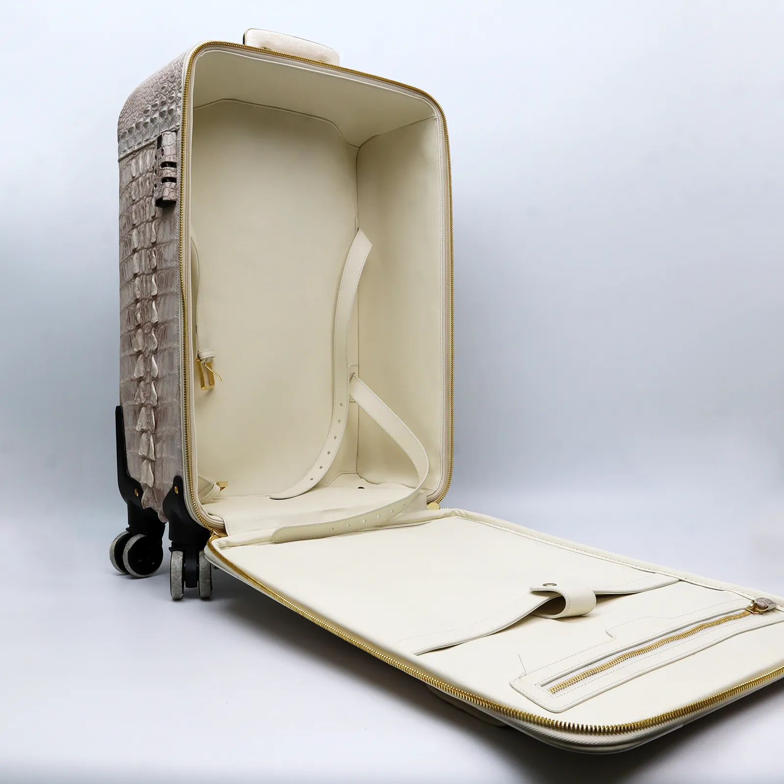 Genuine Crocodile Leather Luggage Bag Business Trolley Briefcase Travel Bag