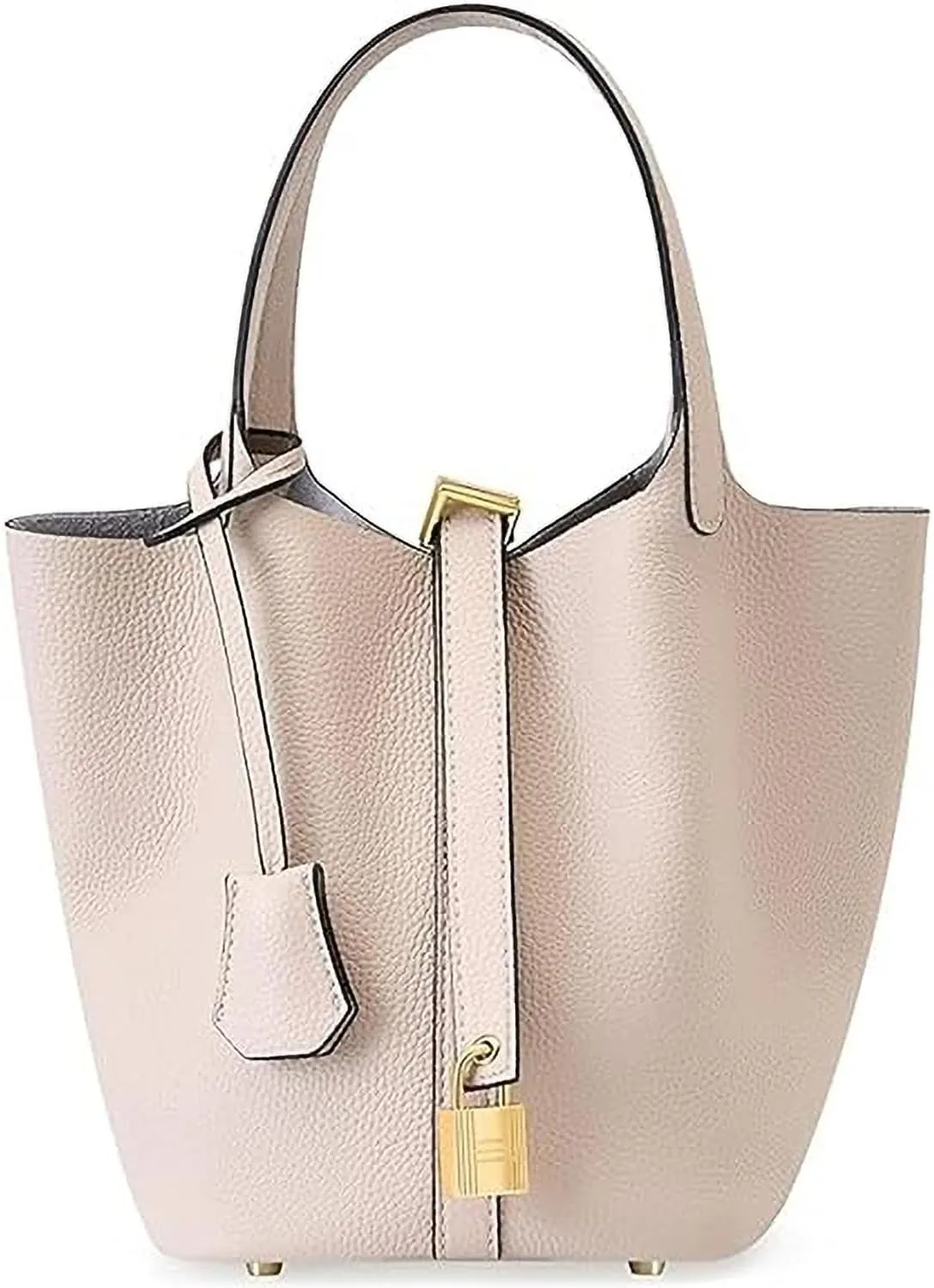 Genuine Leather Bucket Bags For Women Wallet Satchels Handbag With Lock Design Daily Casual Soft Shoulder Bag