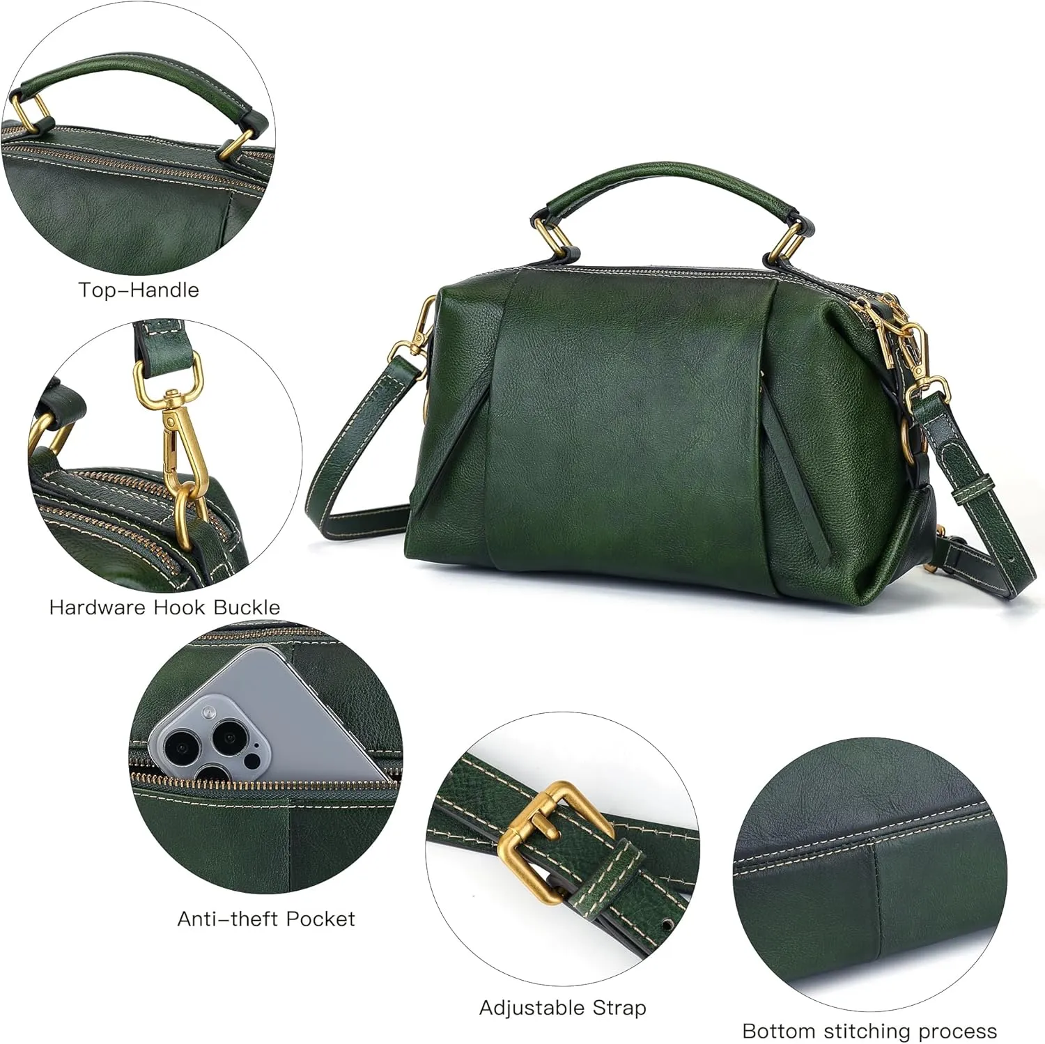Genuine Leather Crossbody Bags for Women Wristlets Handbags Purse Small Satchel Clutch Shoulder Bag