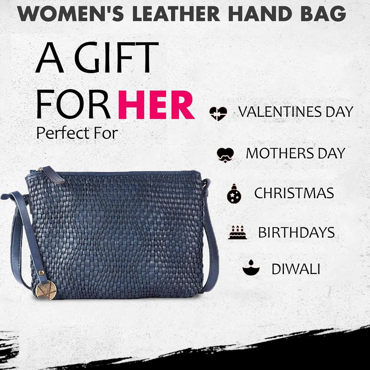 Genuine Leather Crossbody Sling Bag for Women - Trendy Casual Office Bag with Adjustable Strap