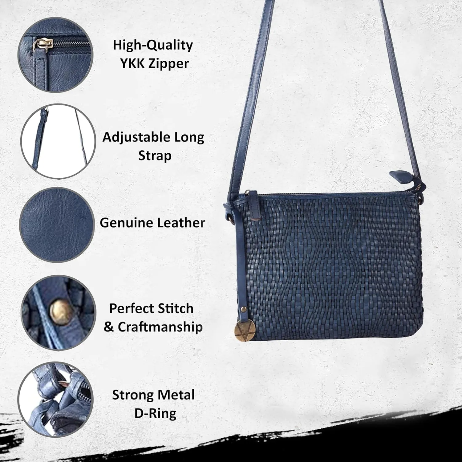 Genuine Leather Crossbody Sling Bag for Women - Trendy Casual Office Bag with Adjustable Strap