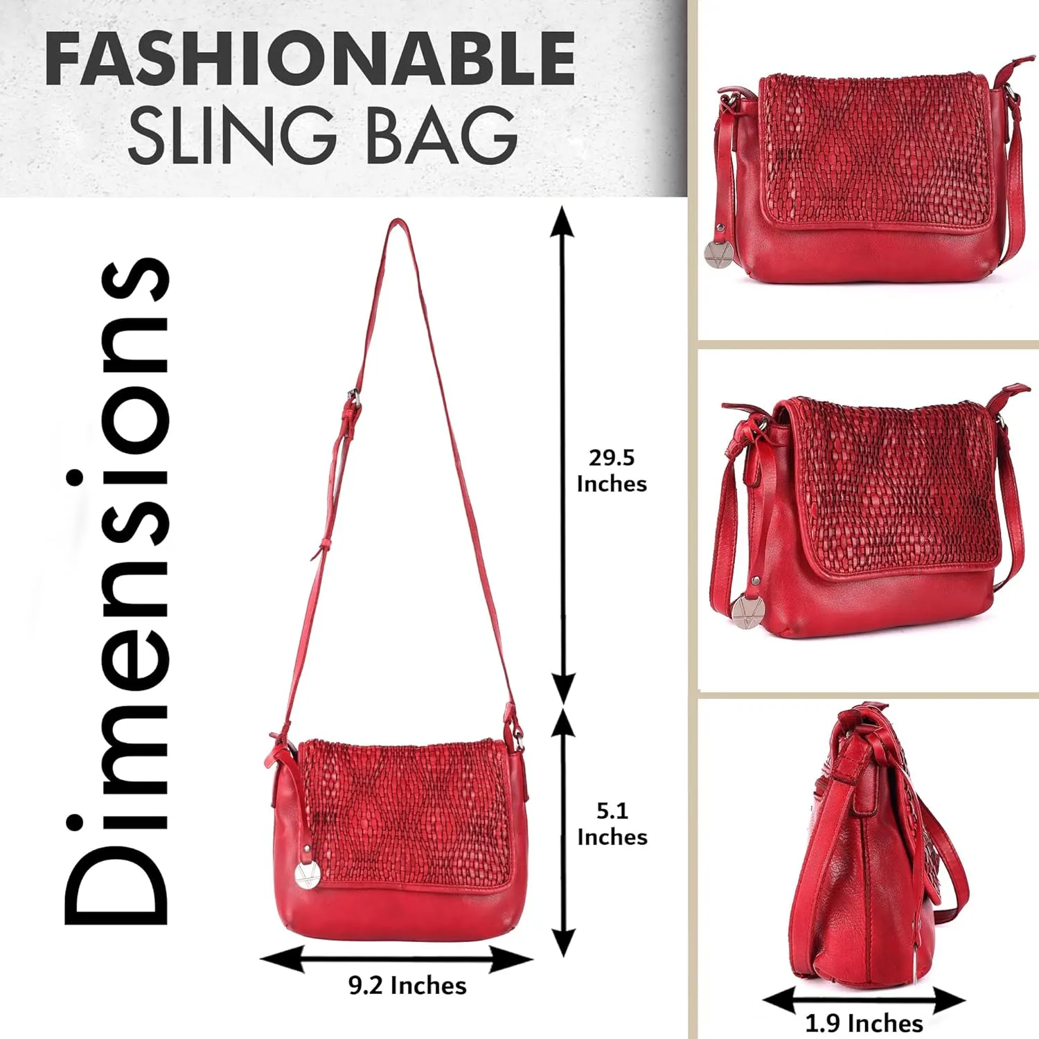 Genuine Leather Crossbody Sling Bags for Women, Bags for Women Trendy Casual Office Bag with Adjustable Strap