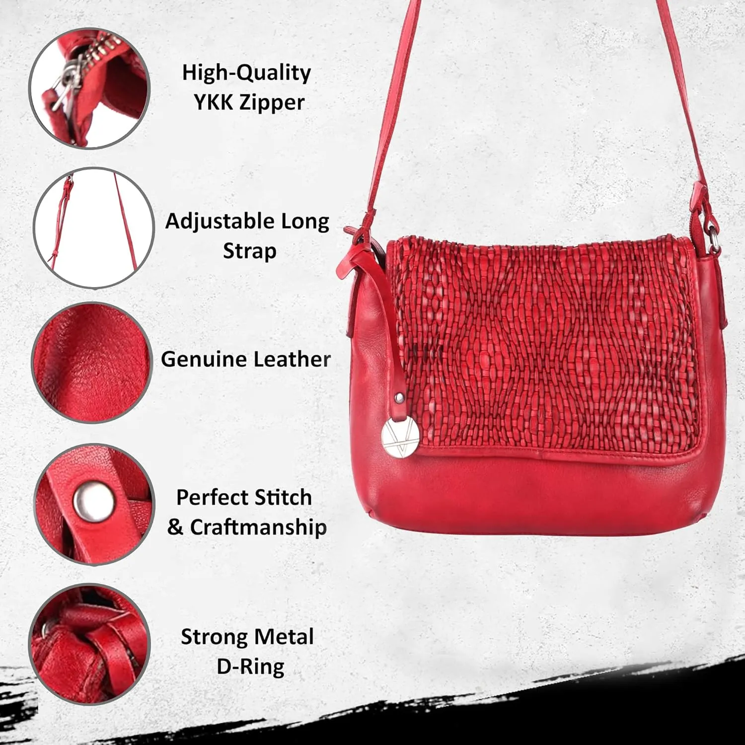 Genuine Leather Crossbody Sling Bags for Women, Bags for Women Trendy Casual Office Bag with Adjustable Strap