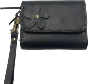 Genuine Leather Handmade Wallet for Women Cute Handstitched Zipper Coin Purse Money Credit Card Holder Wristlet Mini Pouch