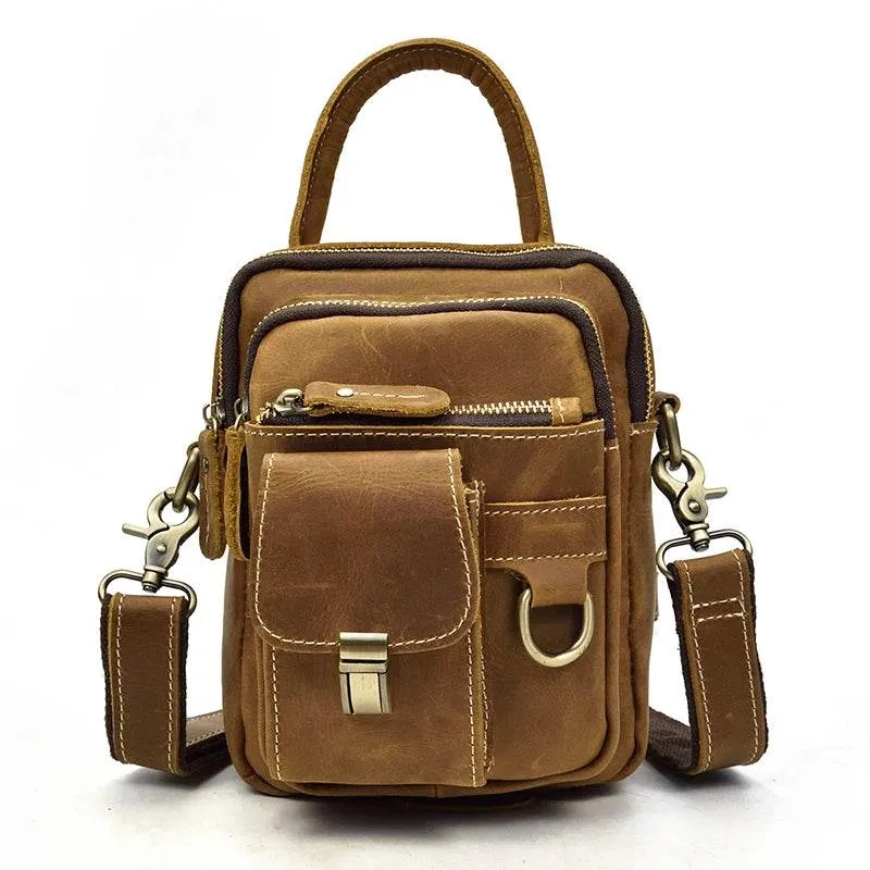 Genuine Leather Shoulder Waist Bag Men’s Small Crossbody Pouch