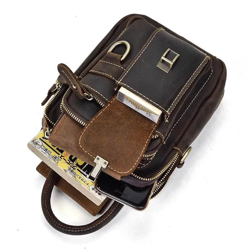 Genuine Leather Shoulder Waist Bag Men’s Small Crossbody Pouch