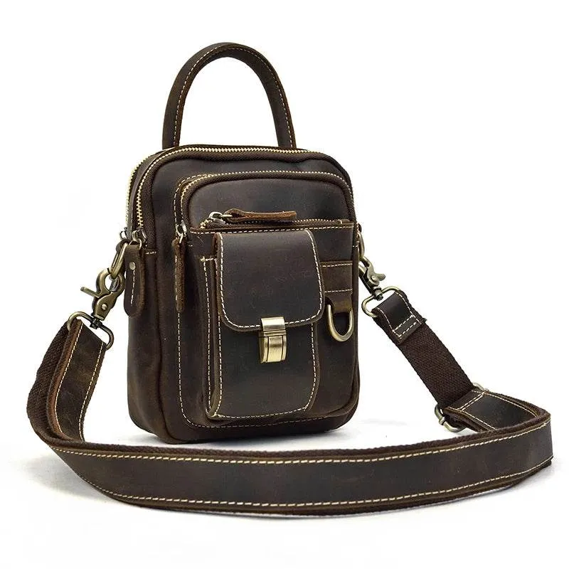 Genuine Leather Shoulder Waist Bag Men’s Small Crossbody Pouch