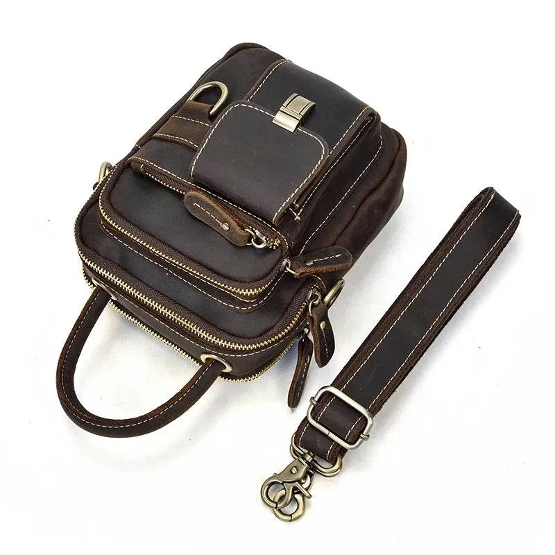 Genuine Leather Shoulder Waist Bag Men’s Small Crossbody Pouch