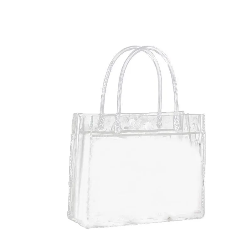 Gift Tote Bags With Snap Button 100PCS PVC Transparent