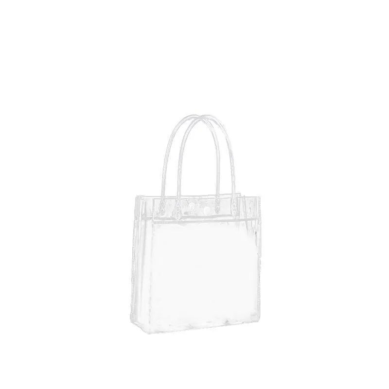 Gift Tote Bags With Snap Button 100PCS PVC Transparent