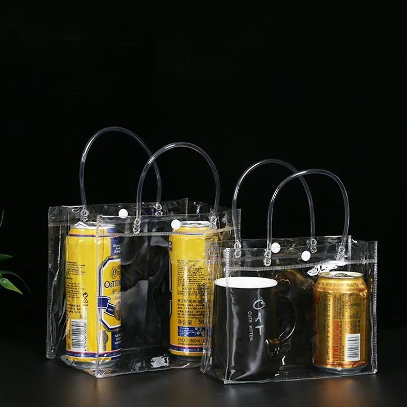 Gift Tote Bags With Snap Button 100PCS PVC Transparent