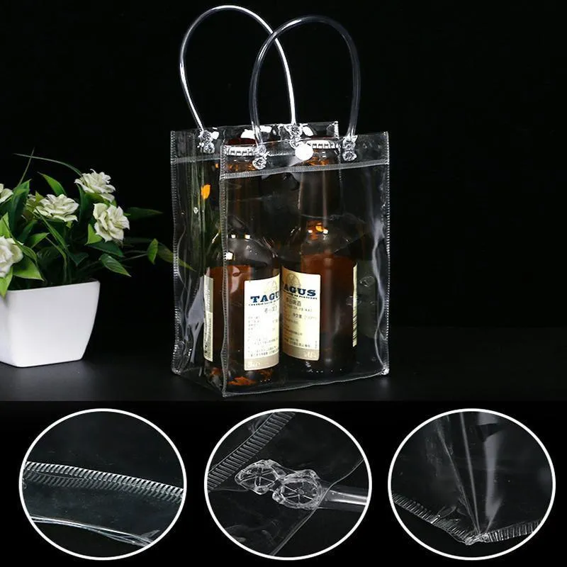 Gift Tote Bags With Snap Button 100PCS PVC Transparent